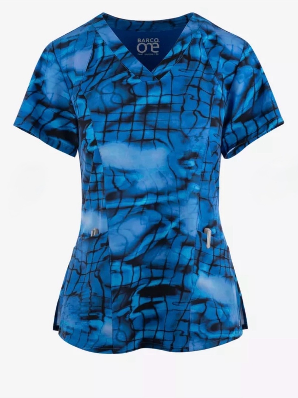 New Barco One 4 pocket princess scrub top 2X 2XL in “Royal Reflections” blue
